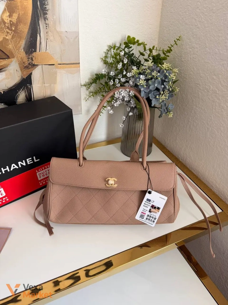 Сумка Chanel шкіряна рожева 30-15 см — фото 4