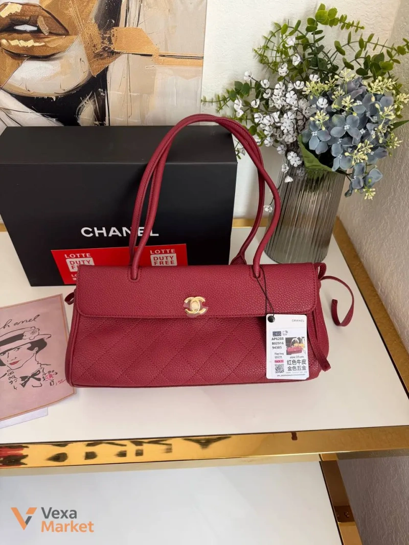 Сумка Chanel шкіряна рожева 30-15 см — фото 6