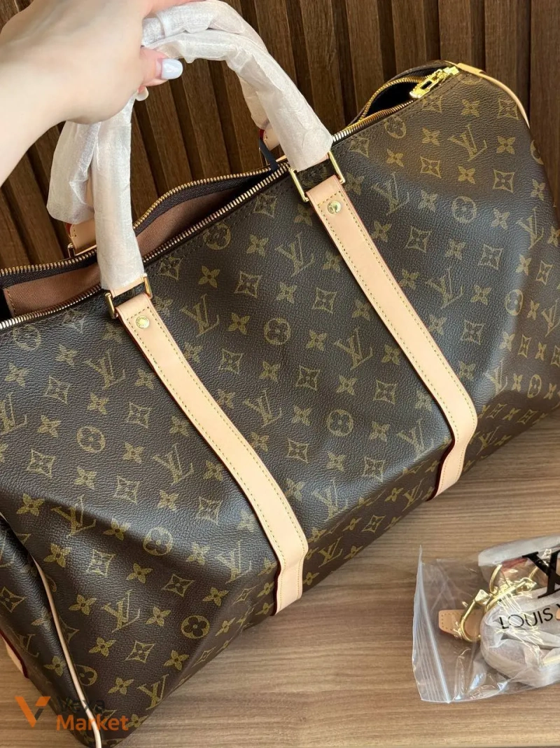 Сумка дорожня Louis Vuitton коричнева — фото 3