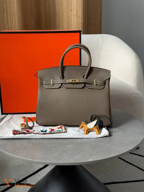 Сумка Hermes Birkin 35 Etoupe/Gold шкіра