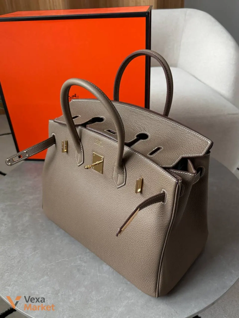 Сумка Hermes Birkin 35 Etoupe/Gold шкіра — фото 2