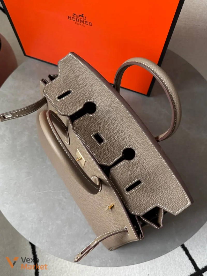 Сумка Hermes Birkin 35 Etoupe/Gold шкіра — фото 3