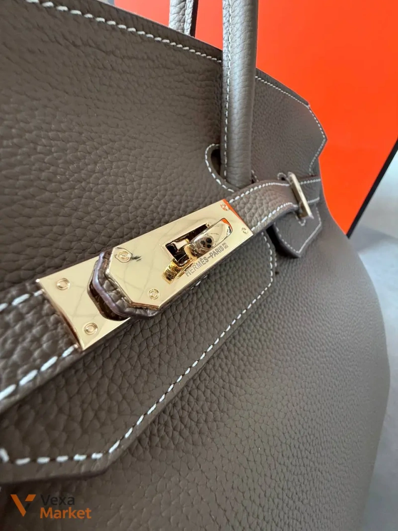 Сумка Hermes Birkin 35 Etoupe/Gold шкіра — фото 5