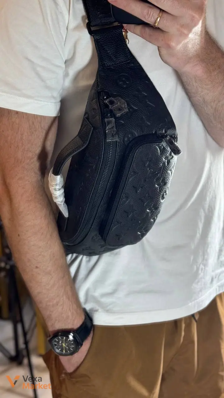 Сумка Louis Vuitton Rush Bumbag Black Monogram Shadow шкіра — фото 2