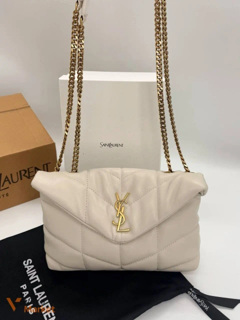 Сумка Saint Laurent Loulou Puffer Small Light Cream шкіра