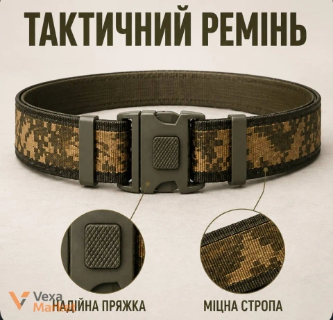 Тактичний ремінь з пластиковою пряжкою кольору оливи