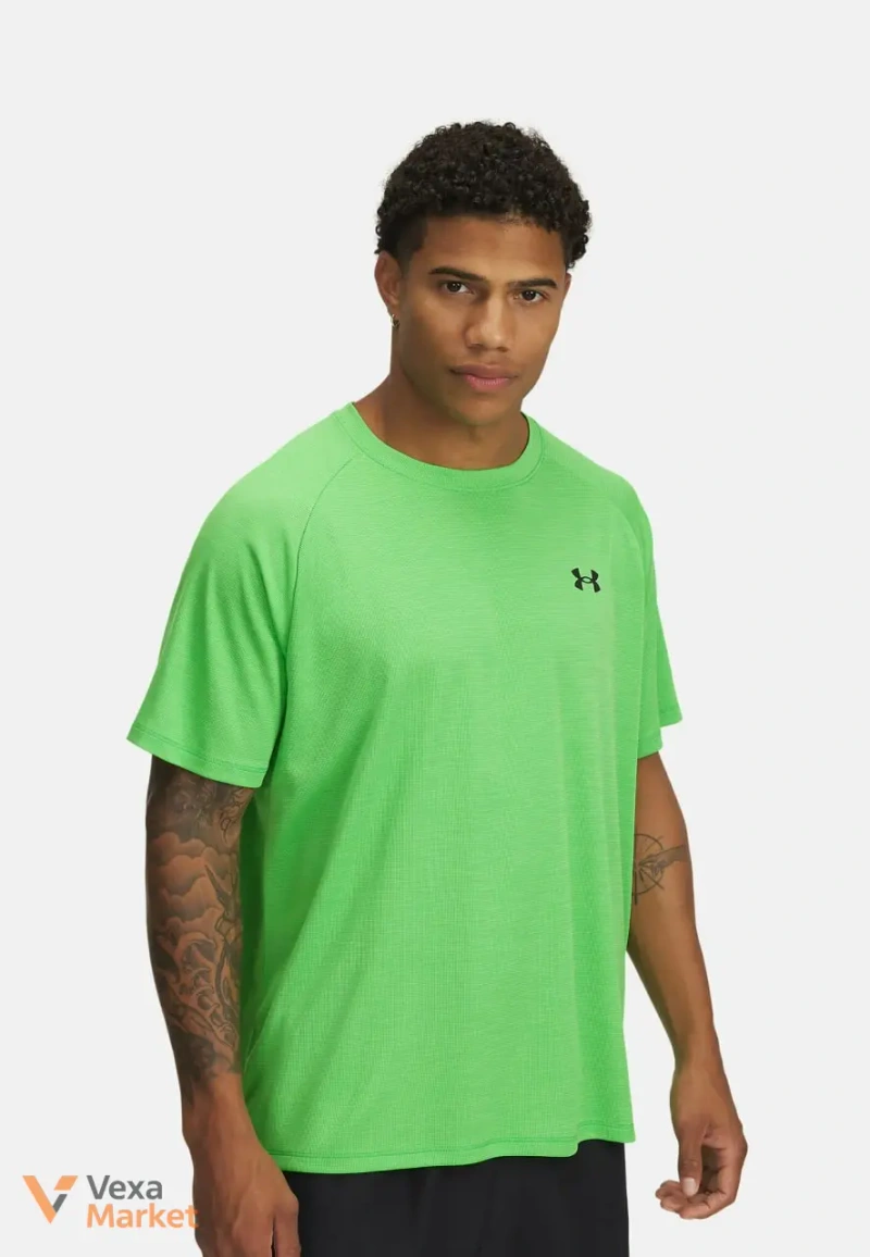 Tech Textured Short Sleeve Training Top - Green, Size M — фото 2