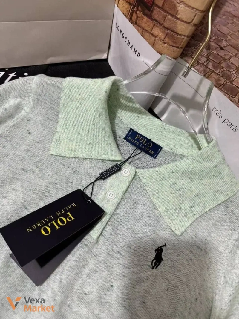 Трикотажний джемпер-поло Polo Ralph Lauren м'ятний меланж — фото 7