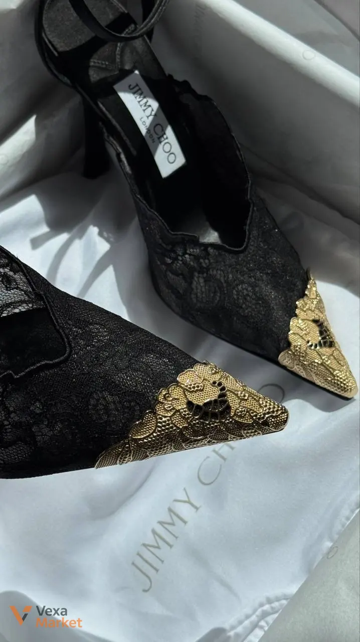 Туфлі Jimmy Choo слінгбеки чорні мереживні — фото 2