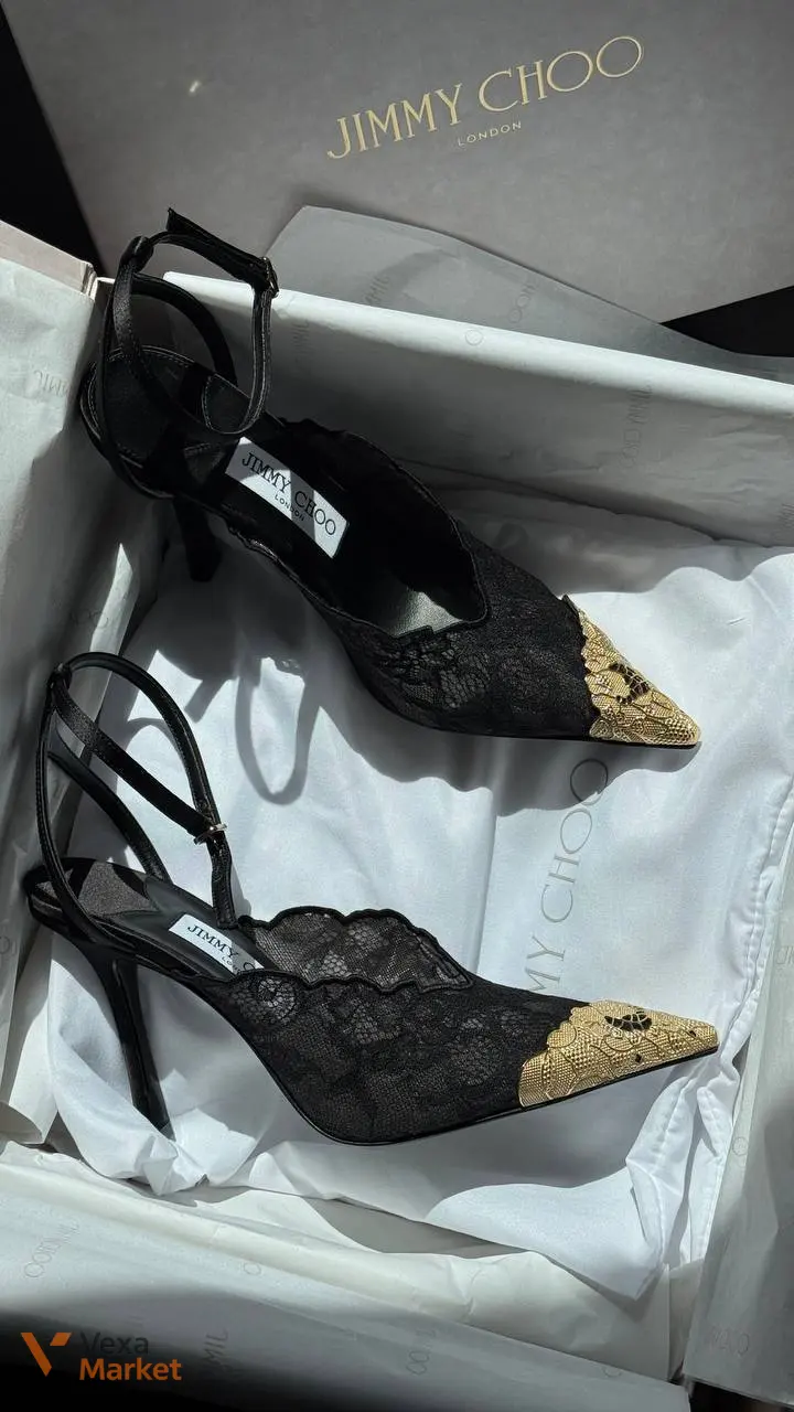 Туфлі Jimmy Choo слінгбеки чорні мереживні — фото 3