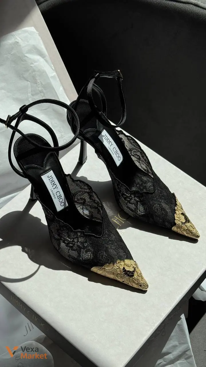 Туфлі Jimmy Choo слінгбеки чорні мереживні — фото 4