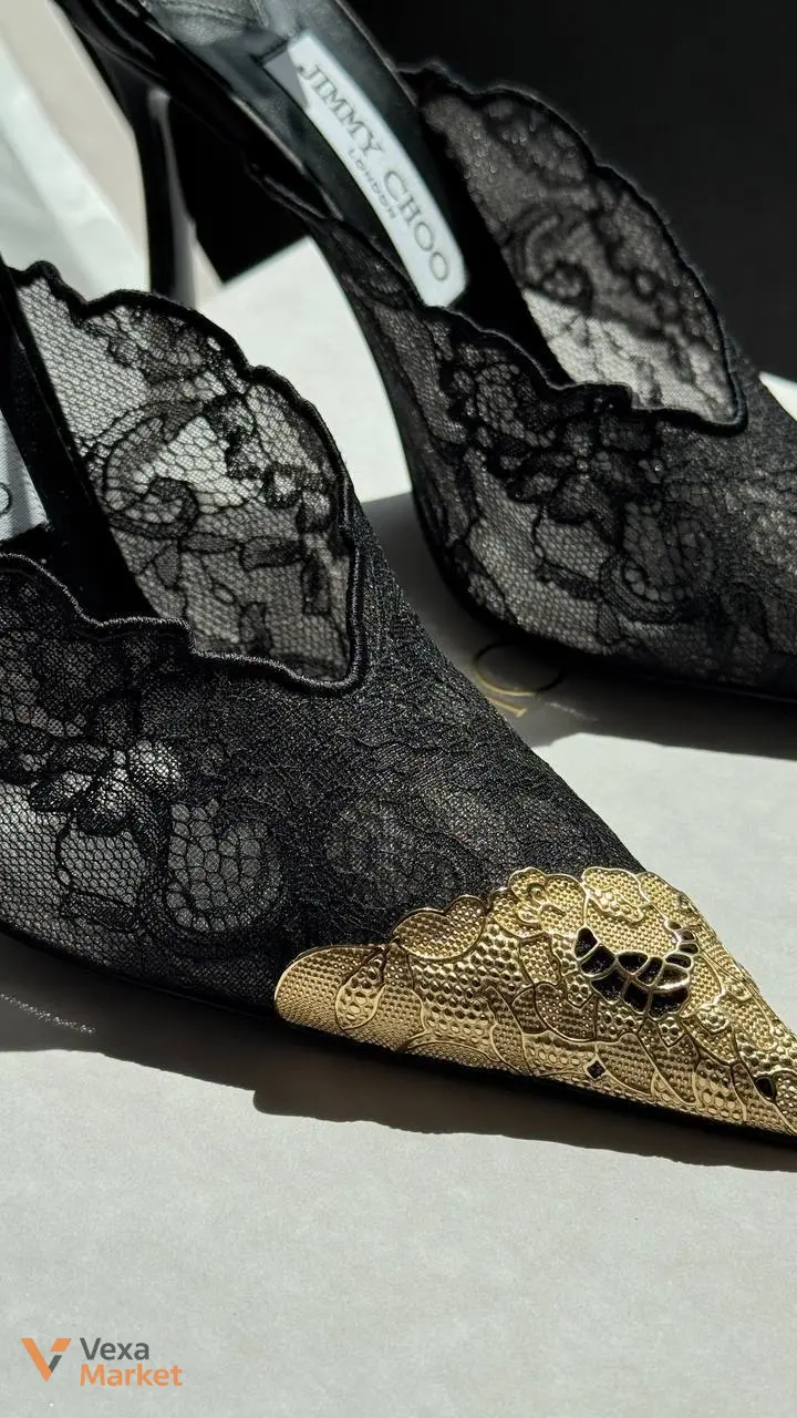 Туфлі Jimmy Choo слінгбеки чорні мереживні — фото 5