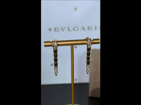 BVLGARI SERPENTI VIPER EARRINGS 18K Gold Diamonds 0.53ct