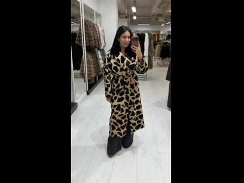 Дублянка із овчини молодого ягня кортос animal print з норкою