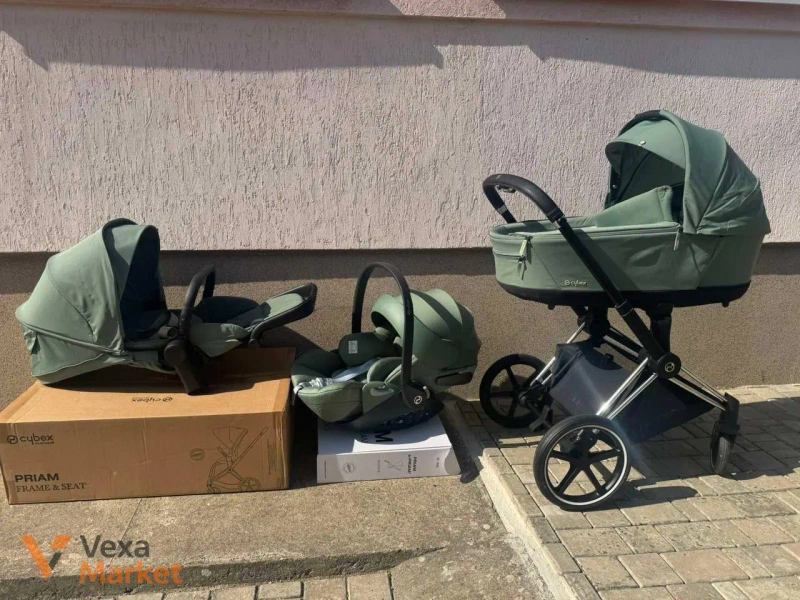 Візок Cybex Priam 4.0 3 в 1 Leaf Green шасі Chrome Black автокрісло Cloud T i-Size — фото 2