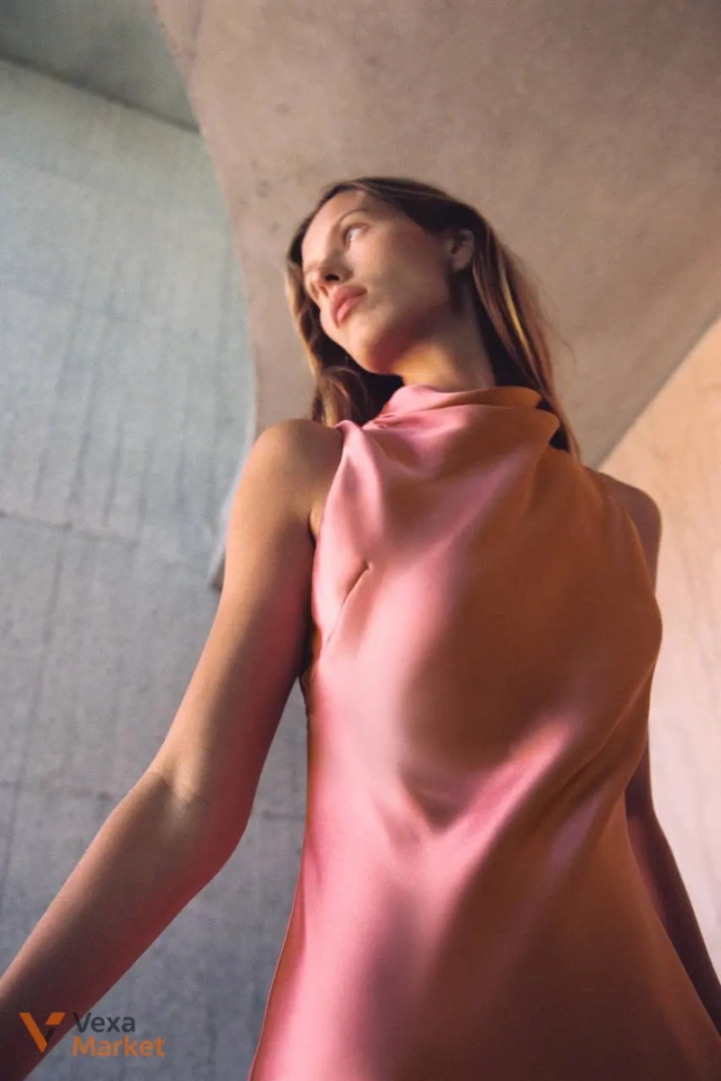 Zara Плаття рожеве атласне розмір XS — фото 3