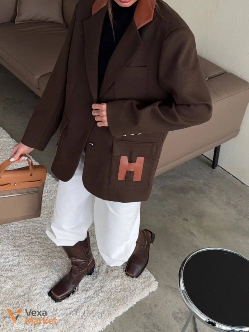 Жакет Hermes жіночий коричневий — фото 8