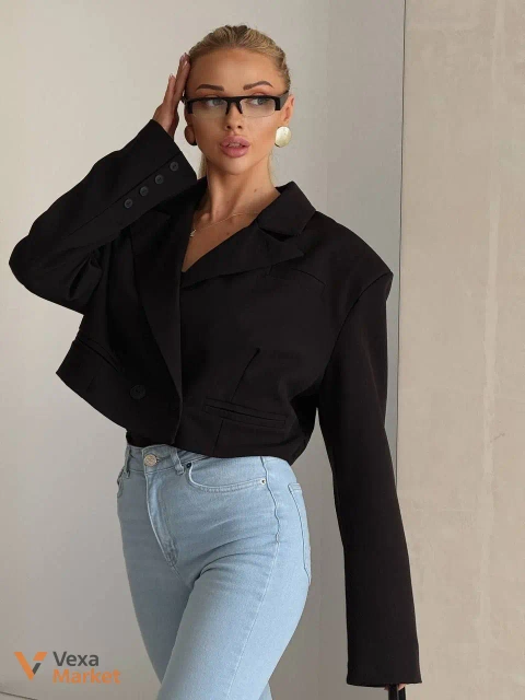 Жакет жіночий oversize чорний/білий Мод.108