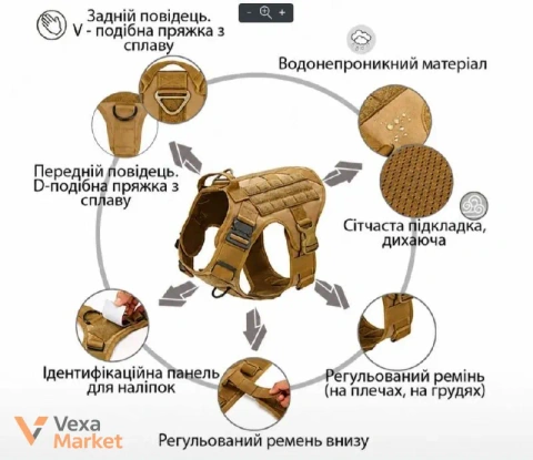 Жилет для собак тактичний водонепроникний