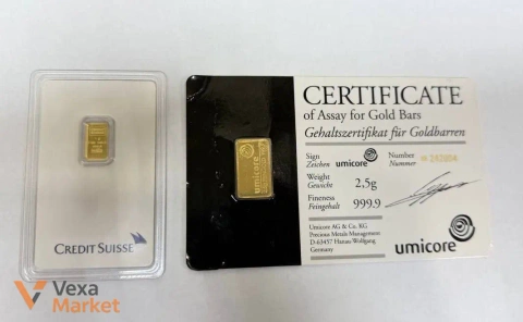 Золоті зливки Umicore та Credit Suisse з пошкодженою упаковкою