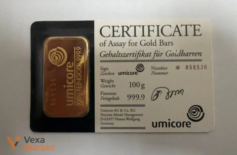 Золотий зливок Umicore 100г