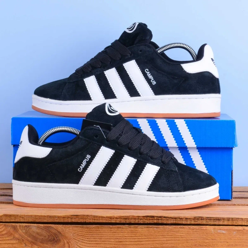 (2245) Кросівки кеди Adidas Campus чорні з білою підошвою (37-46) адідас адідаси — фото 2