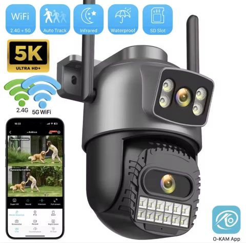 A22YQ Вулична PTZ Wi-Fi камера 5K Ultra HD Два об'єкт  2.4/5 ГГц O-KAM Pro дуже якісне зображення датчик руху нічна зйомка камера вулична відеокамера
