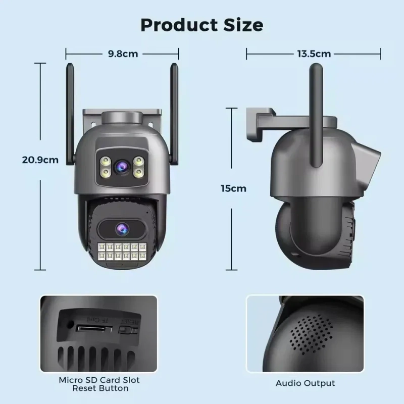A22YQ Вулична PTZ Wi-Fi камера 5K Ultra HD Два об'єкт  2.4/5 ГГц O-KAM Pro дуже якісне зображення датчик руху нічна зйомка камера вулична відеокамера — фото 5