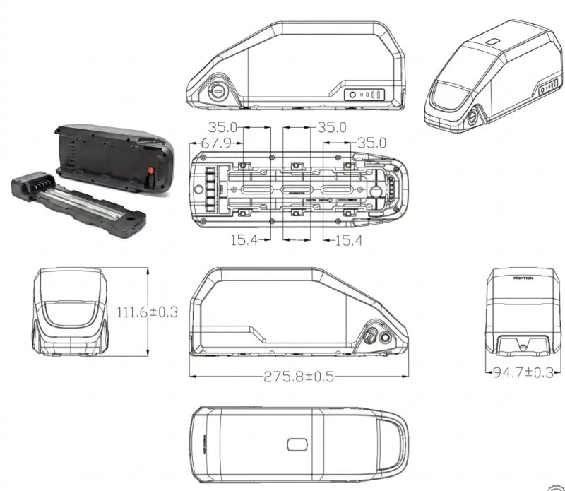 Аккумулятор для электровелосипеда Trofusha 36V 15Ah Samsung 50G в корпусе Polly DP3 Mini 21700 (запас хода до 60 км), быстросъемна — фото 2