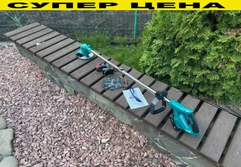 Аккумуляторная газонокосилка Makita. Беспроводной тример для травы. Газонокосилка на аккумуляторе. Тример электрический, коса электро электрическая.