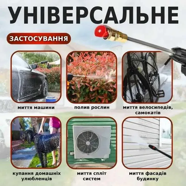 Акумуляторна автомийка високого тиску 1 акб Портативна автомобільна мийка Набір для машин у кейсі TC — фото 5
