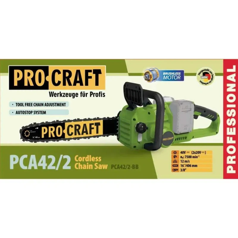 Акумуляторна ланцюгова пилка Procraft PCA42/2 (2 акб 4Аг + ЗП 20/2) — фото 4