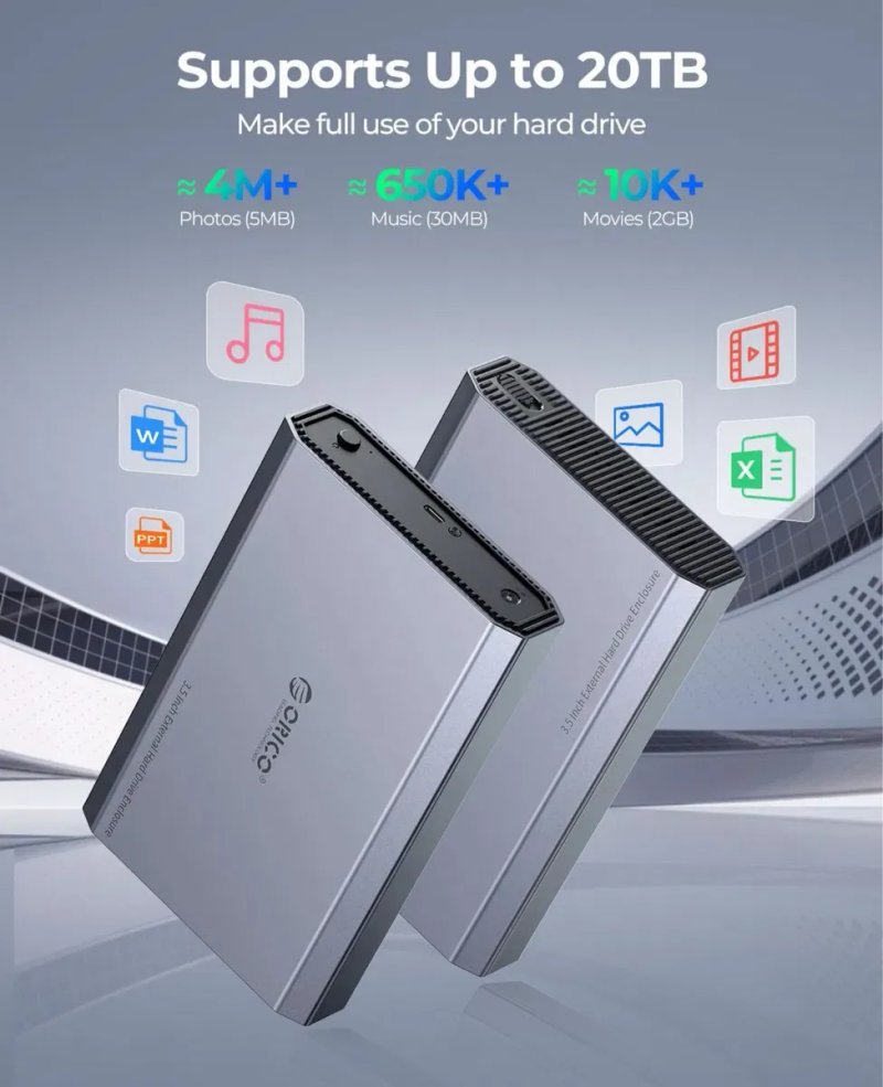 Алюмінієвий корпус ORICO для жорсткого дискаSSD SATA 3,5 дюйма 6Гбіт/с — фото 3