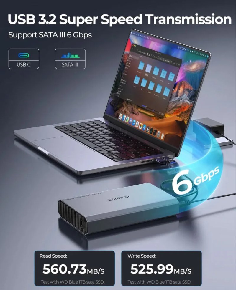 Алюмінієвий корпус ORICO для жорсткого дискаSSD SATA 3,5 дюйма 6Гбіт/с — фото 5