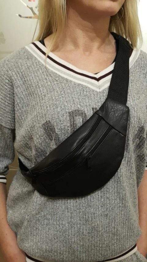 Бананка из натуральной кожи кожаная сумка на пояс на плечо барсетка