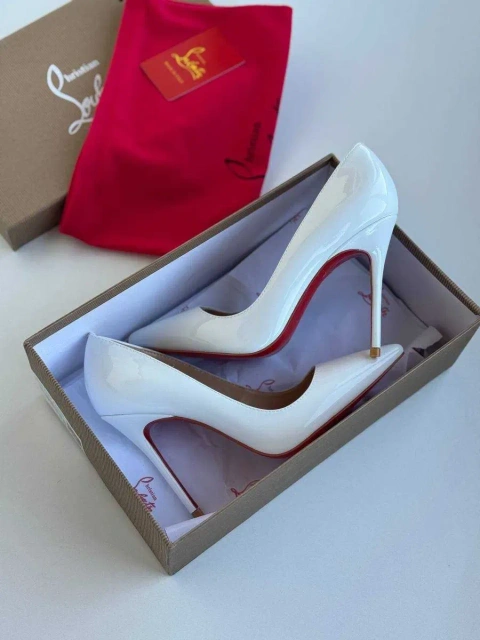 Белые туфли лодочки Louboutin So Kate 10 и 12 см білі туфлі човники