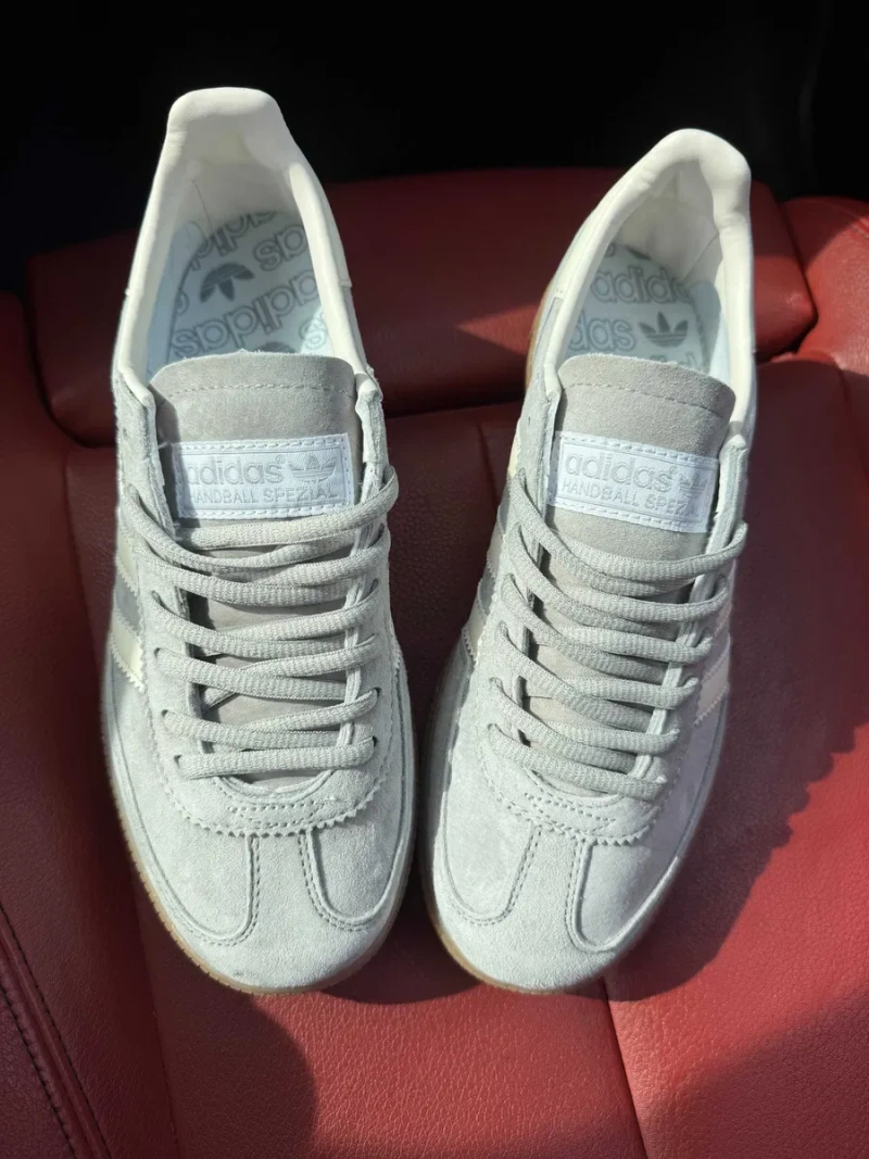 (БЕЗ ПЕРЕДОПЛАТИ) Adidas Handball Spezial Grey White адідас спешл сірі замшеві — фото 4