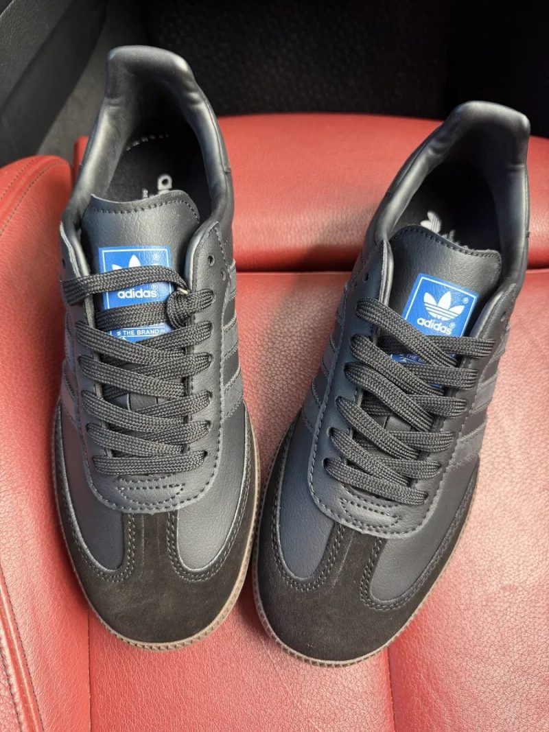 (БЕЗ ПЕРЕДОПЛАТИ) Adidas Samba OG Black Brown адідас самба чорні з коричнивими замшевими елементами кросівки з бежевою гумовою підошвою — фото 5