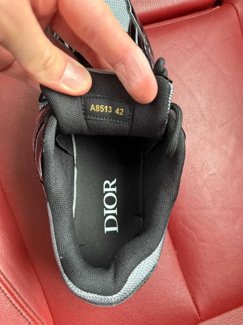 (БЕЗ ПЕРЕДОПЛАТИ) Dior B30 Light Grey Black діор б30 світло-сірі з чорним лаковим оздобленням кросівки сітка з масивною підошвою — фото 6