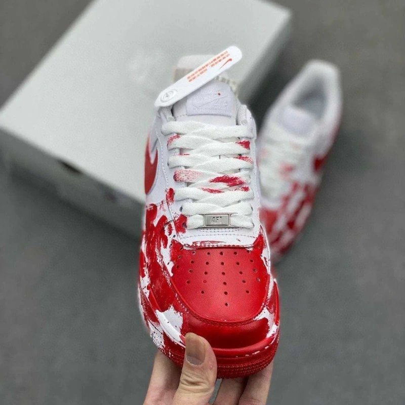 (БЕЗ ПЕРЕДОПЛАТИ)Nike Air Force 1 Blood Custom найк аір аер форс  білі — фото 3