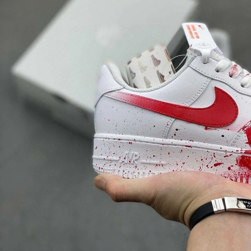 (БЕЗ ПЕРЕДОПЛАТИ)Nike Air Force 1 Blood Custom найк аір аер форс  білі — фото 5