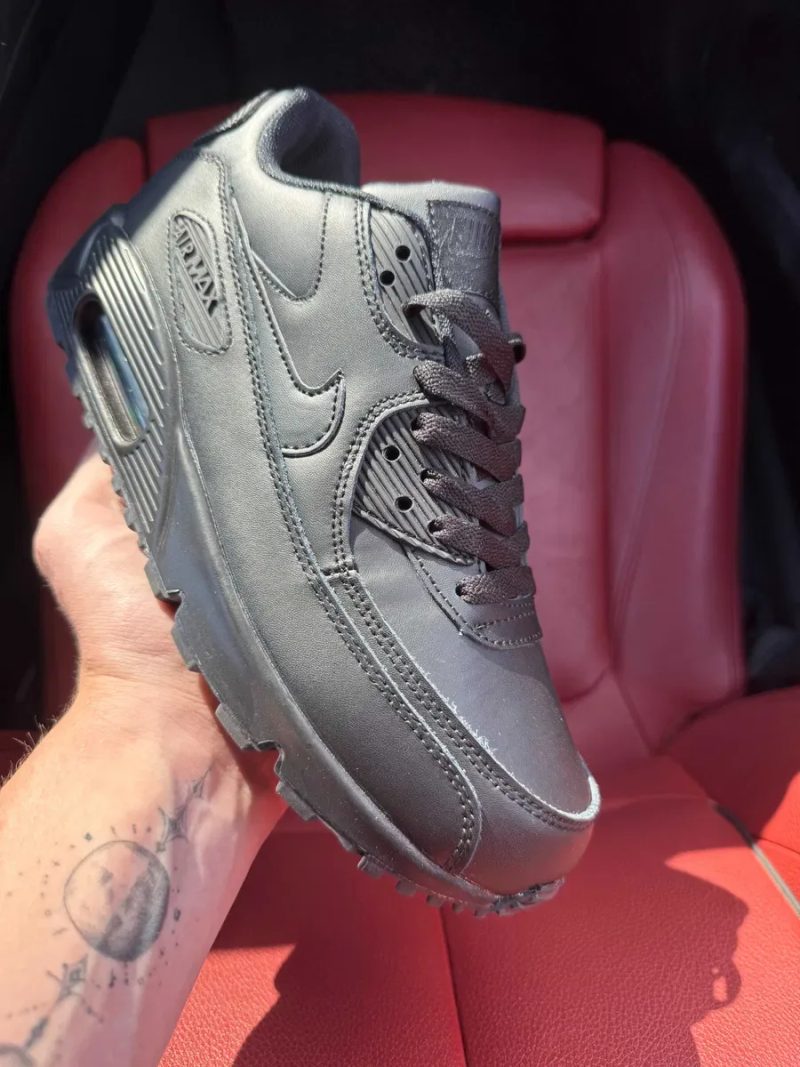 (БЕЗ ПЕРЕДОПЛАТИ) Nike Air Max 90 Black найк аїр макс 90 повністю чорні кросівки сітка — фото 2