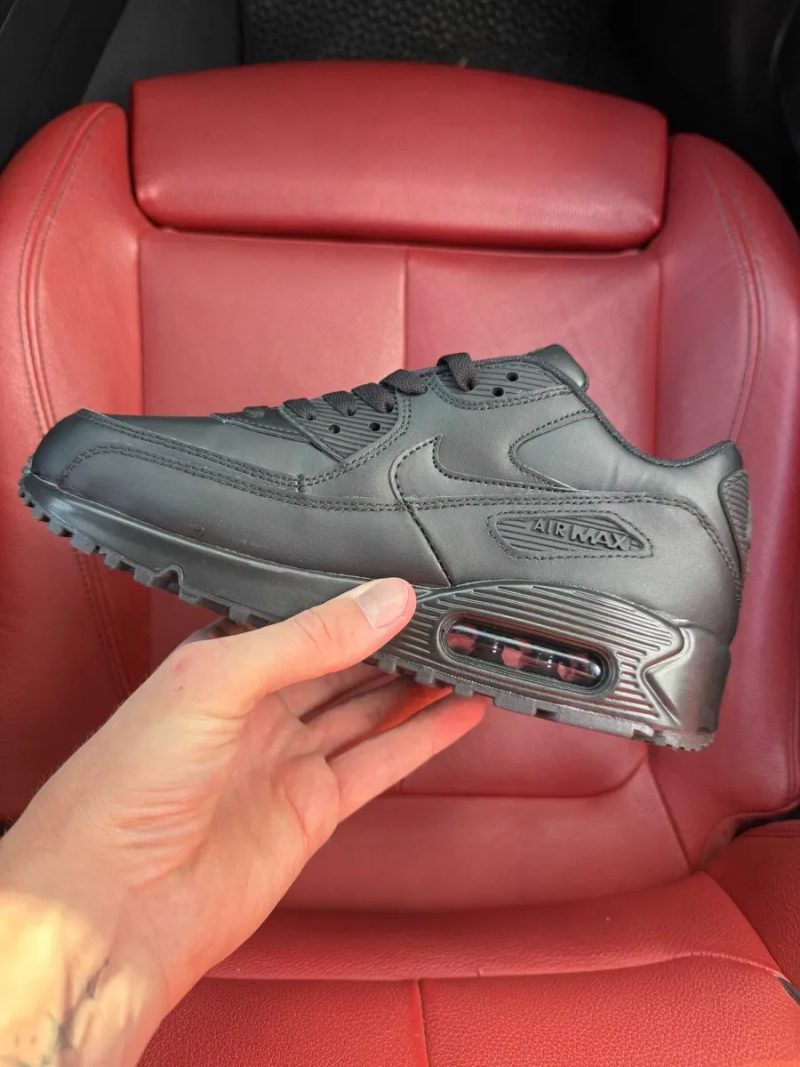 (БЕЗ ПЕРЕДОПЛАТИ) Nike Air Max 90 Black найк аїр макс 90 повністю чорні кросівки сітка — фото 4