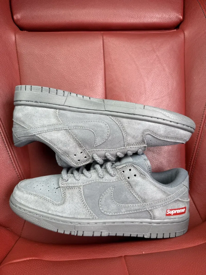 БЕЗ ПЕРЕДОПЛАТИ) Nike SB Dunk Low x Supreme Grey найк данк супрім сірі шкіряні кросівки — фото 2
