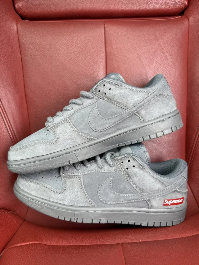 БЕЗ ПЕРЕДОПЛАТИ) Nike SB Dunk Low x Supreme Grey найк данк супрім сірі шкіряні кросівки — фото 3