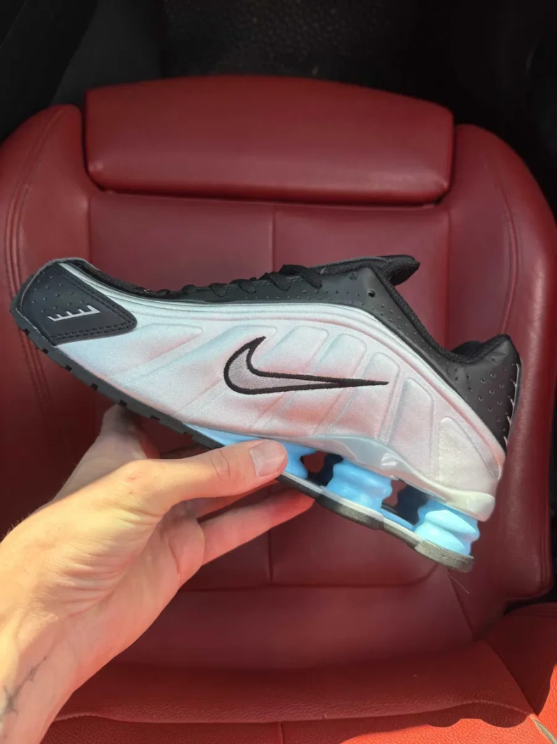 (БЕЗ ПЕРЕДОПЛАТИ) Nike Shox R4 Grey Blue White найк шокс сірі сріблясті блакитні пружини кросівки — фото 3