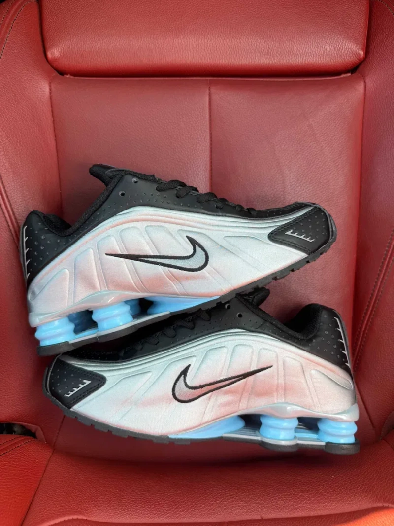(БЕЗ ПЕРЕДОПЛАТИ) Nike Shox R4 Grey Blue White найк шокс сірі сріблясті блакитні пружини кросівки — фото 7