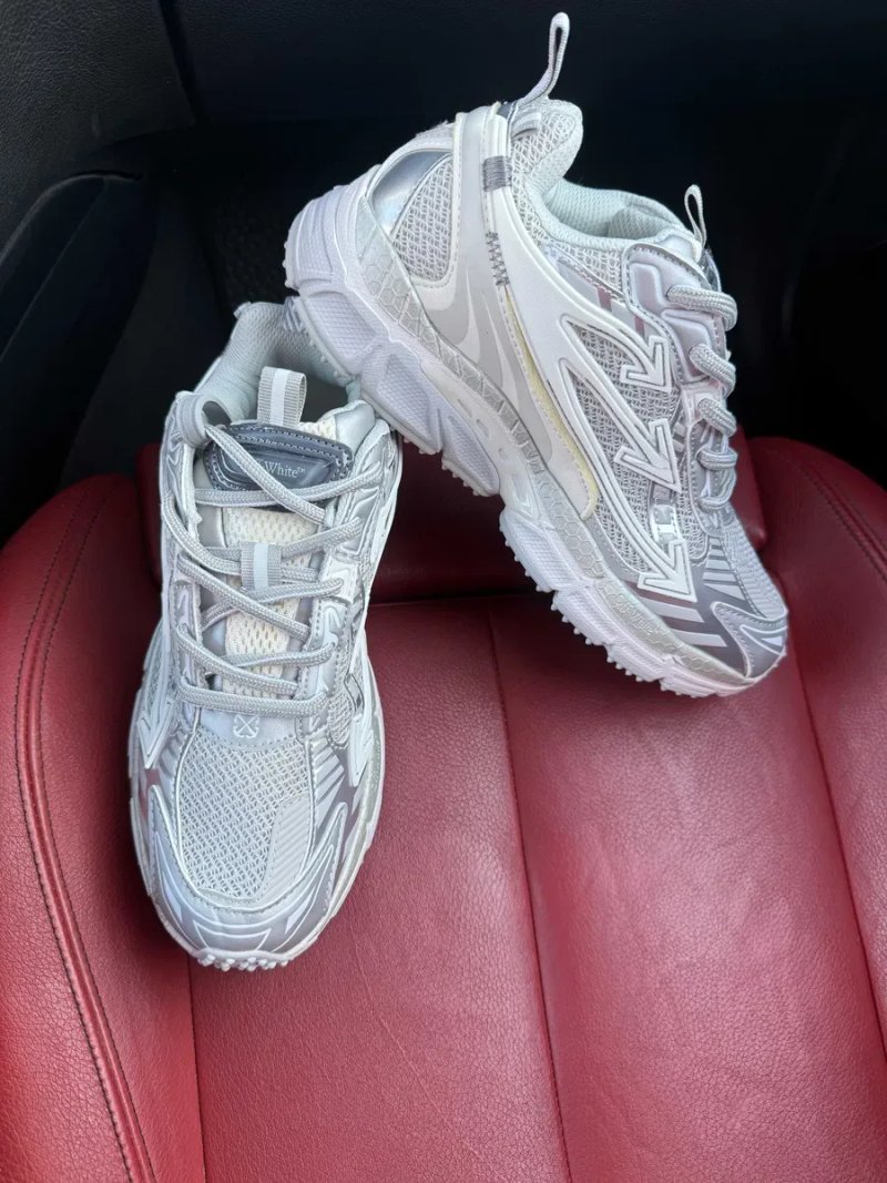 (БЕЗ ПЕРЕДОПЛАТИ) Off-White "Be Right Back" Grey White офф вайт бі райт бек сіро-білі сітчасті кросівки з фірмовою стрілкою та масивною підошвою — фото 5
