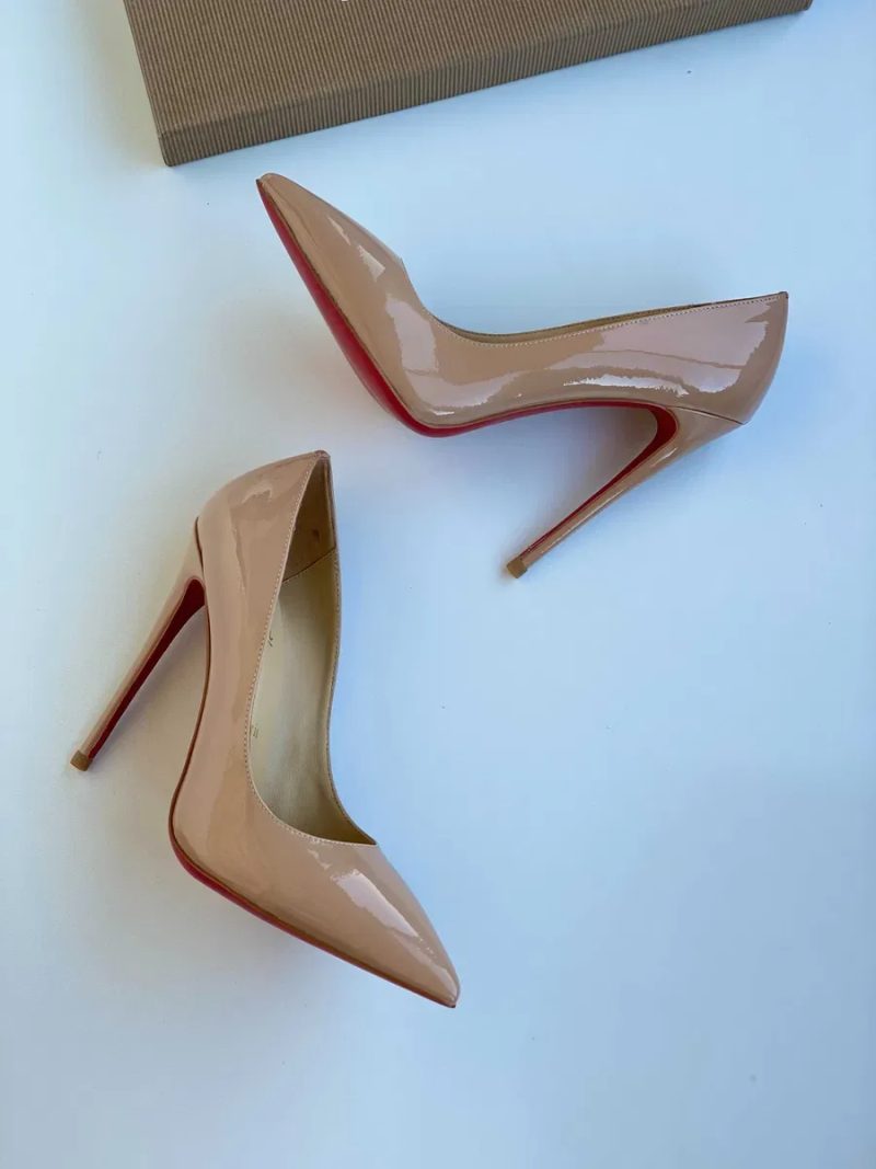Бежевые туфли лодочки Лабутены Louboutin So Kate 10 12 см туфлі бежеві — фото 3
