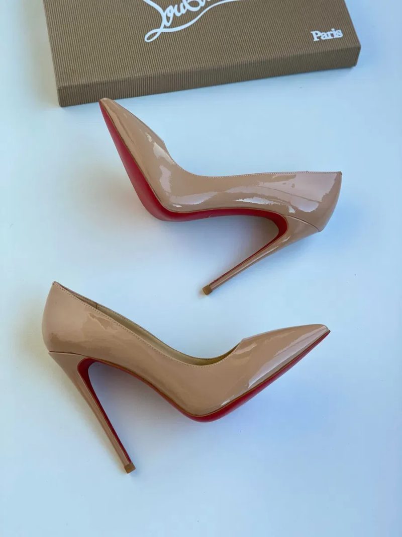Бежевые туфли лодочки Лабутены Louboutin So Kate 10 12 см туфлі бежеві — фото 4